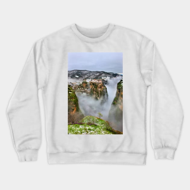 Varlaam monastery in a Meteoric state Crewneck Sweatshirt by Cretense72